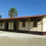 Vue d’ensemble de l’école en bambou du projet © Fondation GoodPlanet