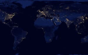 Jour du dépassement planisphere carte du monde de nuit