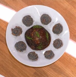 Recette cuisine durable durable Steak de champignons portobellos et pommes duchesses vitelottes