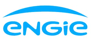 Logo bleu d'Engie sur fond blanc